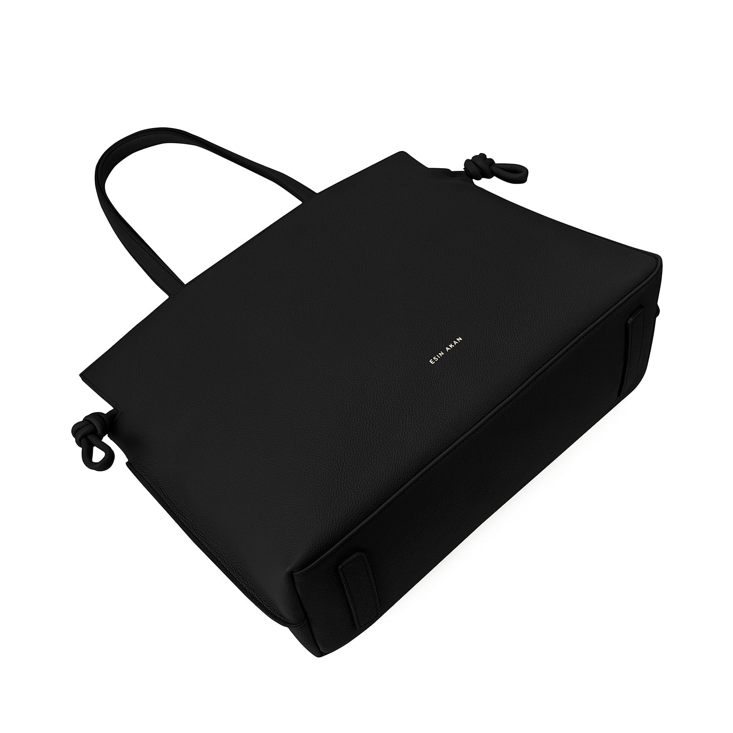 Large Emma Laptop Tote Black, Soft Small Grain Calf Leather