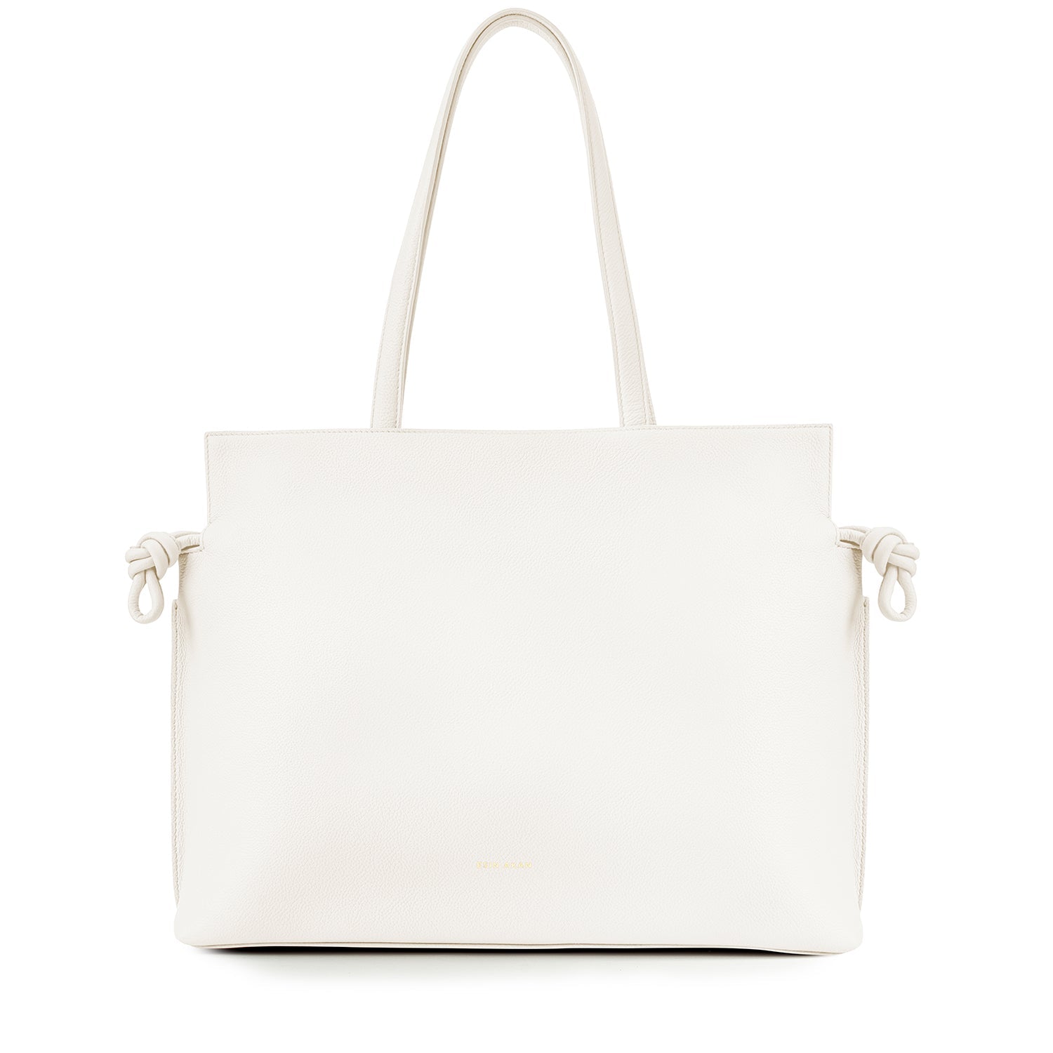 Large Emma Laptop Tote Ivory, Soft Small Grain Calf Leather