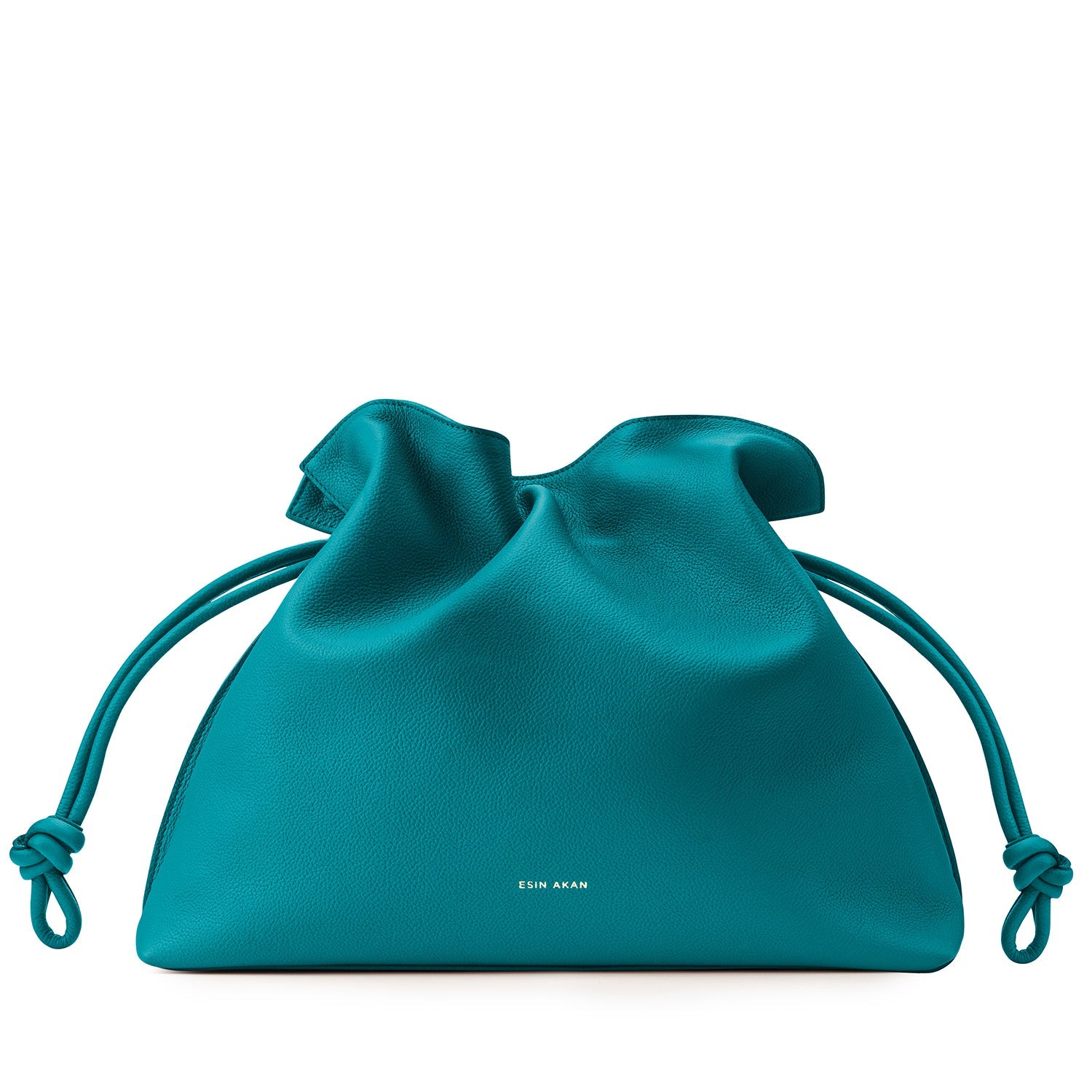 Large Emma Laptop Tote Teal Soft Small Grain Calf Leather