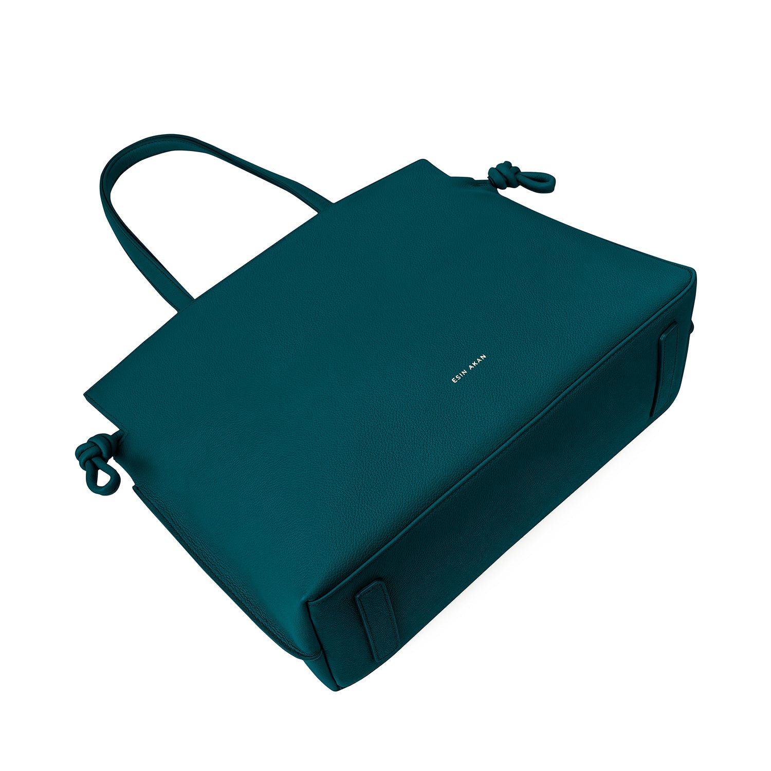 Large Emma Laptop Tote Teal Soft Small Grain Calf Leather