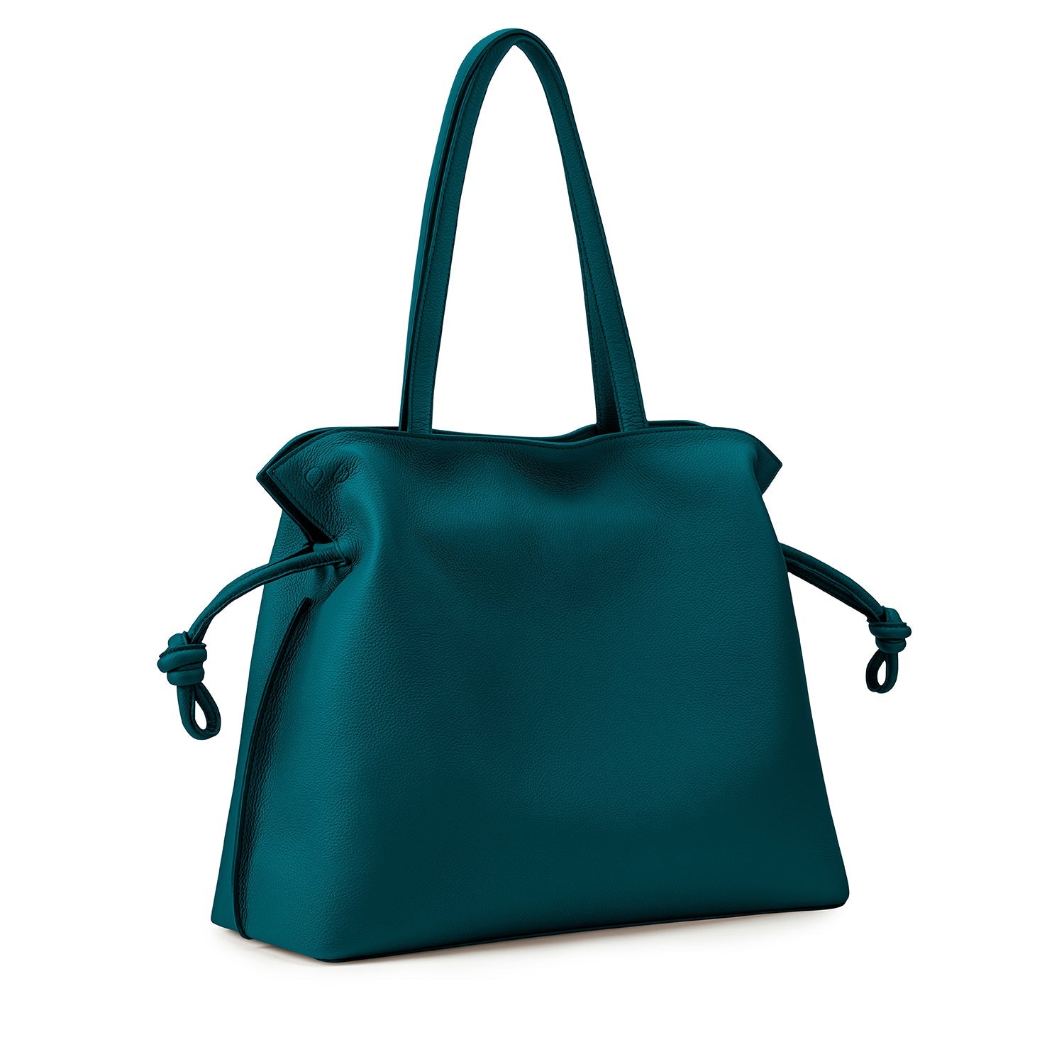 Large Emma Laptop Tote Teal Soft Small Grain Calf Leather