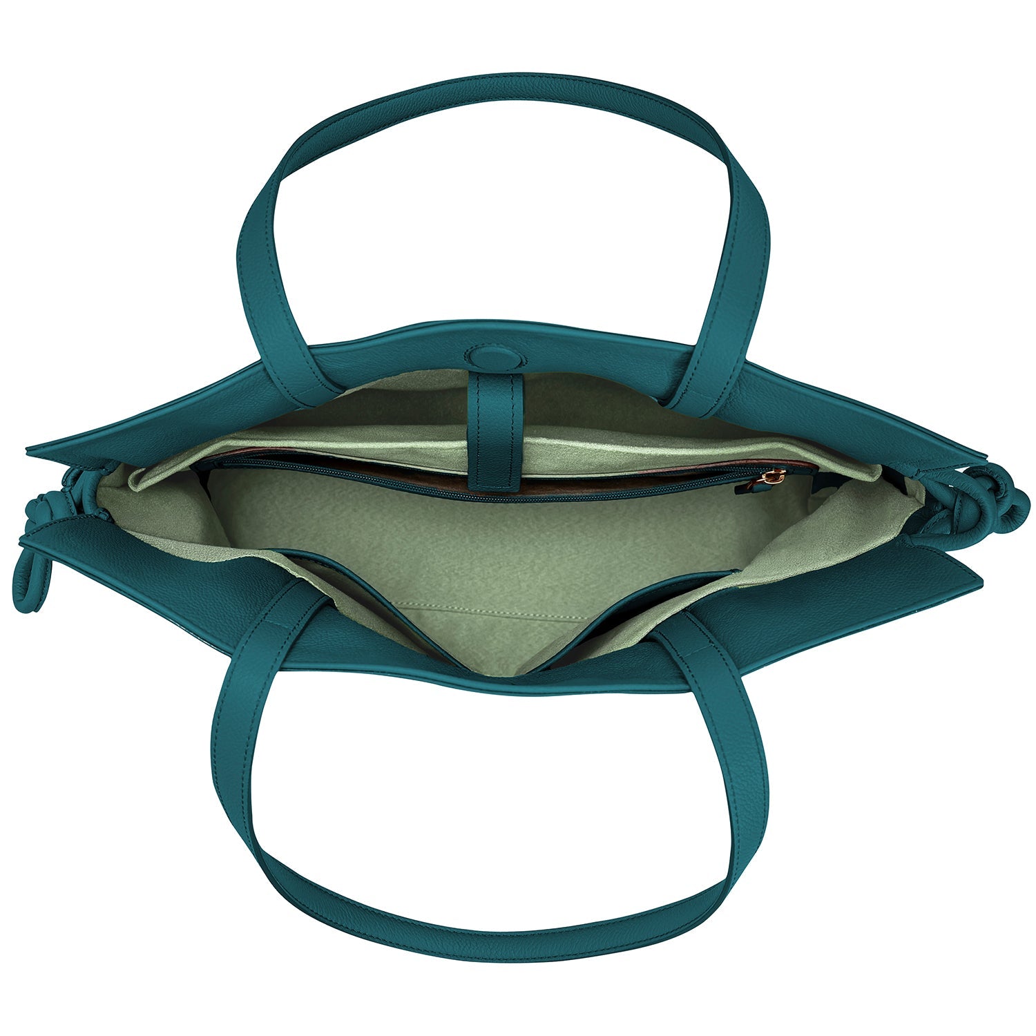 Large Emma Laptop Tote Teal Soft Small Grain Calf Leather
