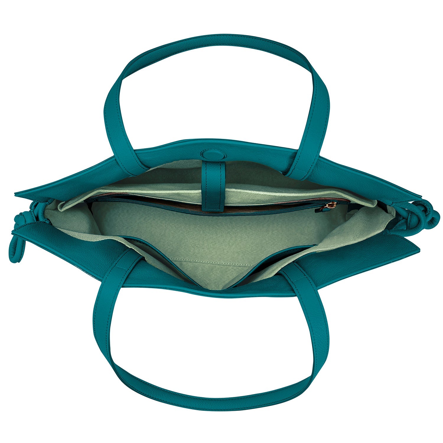Large Emma Laptop Tote Teal Soft Small Grain Calf Leather