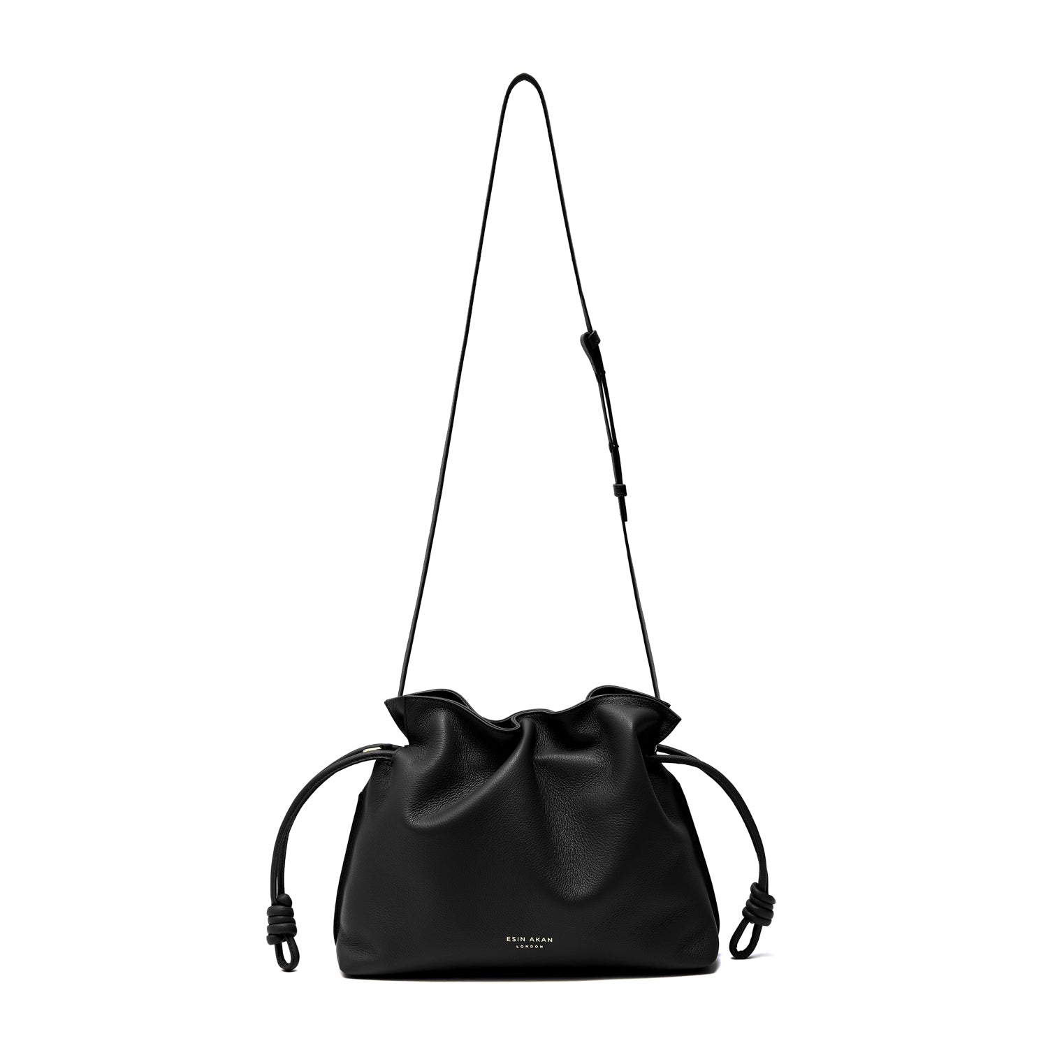 Midi Emma  Leather Crossbody Bag, Black Black