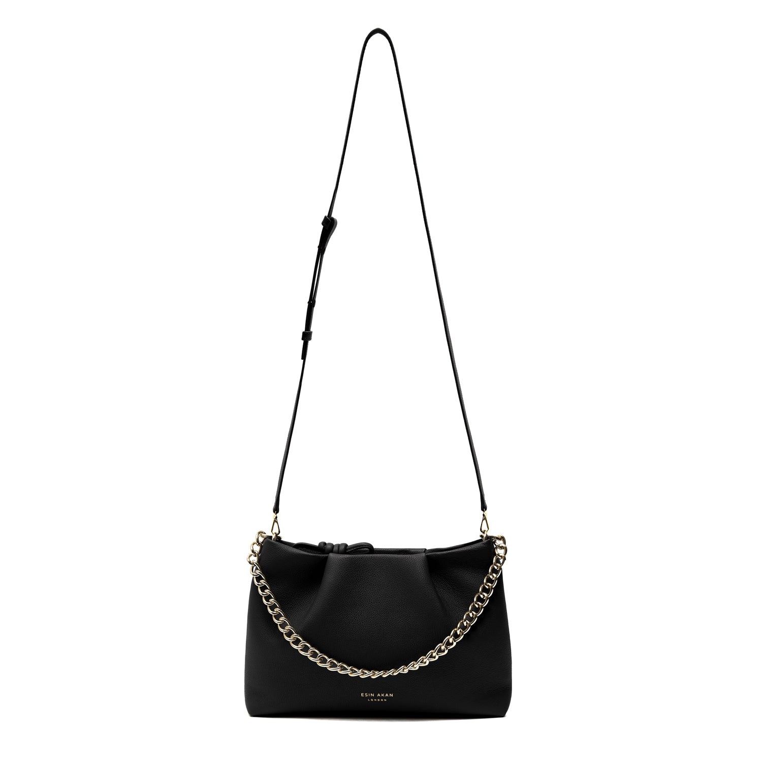 Midi Mayfair Leather Crossbody Bag, Black Black