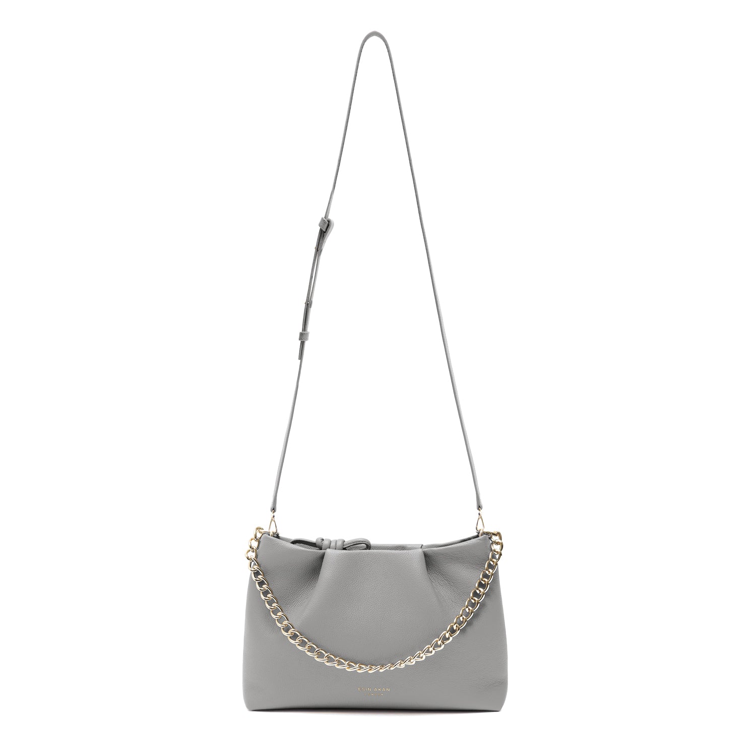 Midi Mayfair Leather Crossbody Bag, Grey Grey