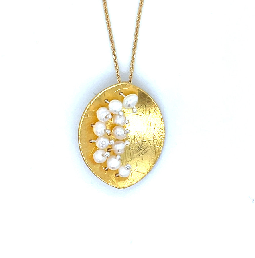 Leaf Mars Necklace, Sterling Silver with Gold Plate