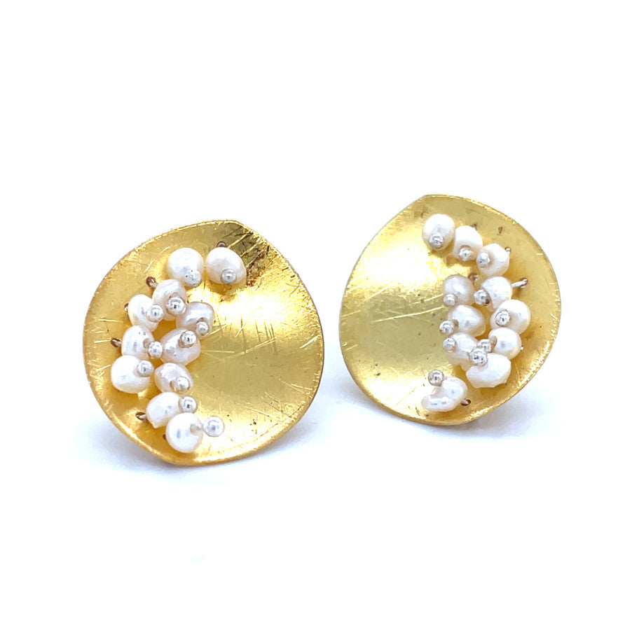 Leaf Mars Earring, Sterling Silver with Gold Plate