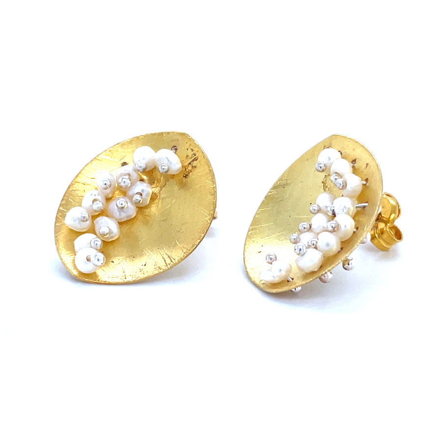 Leaf Mars Earring, Sterling Silver with Gold Plate