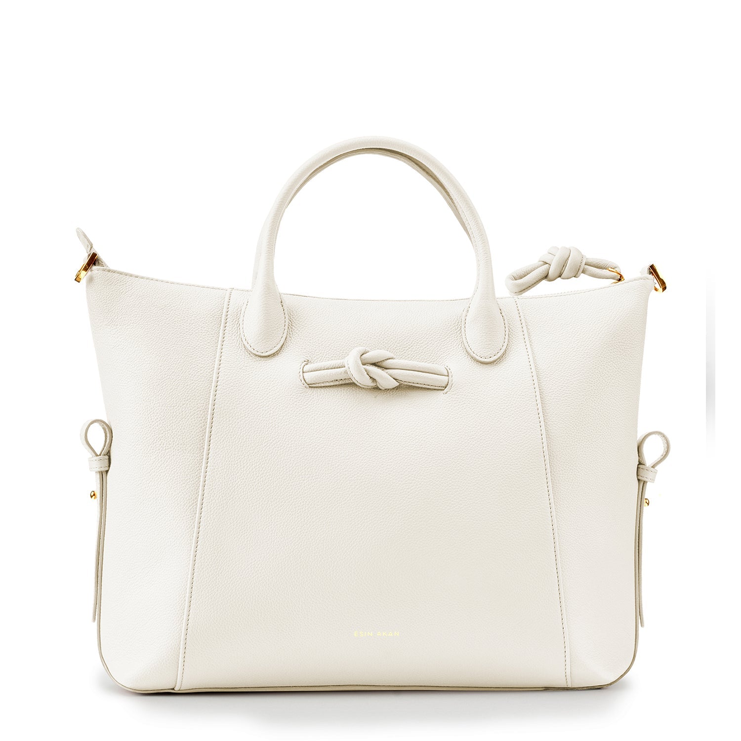 Wimbledon Leather Laptop Backpack Ivory, Soft Small Grain Calf Leather