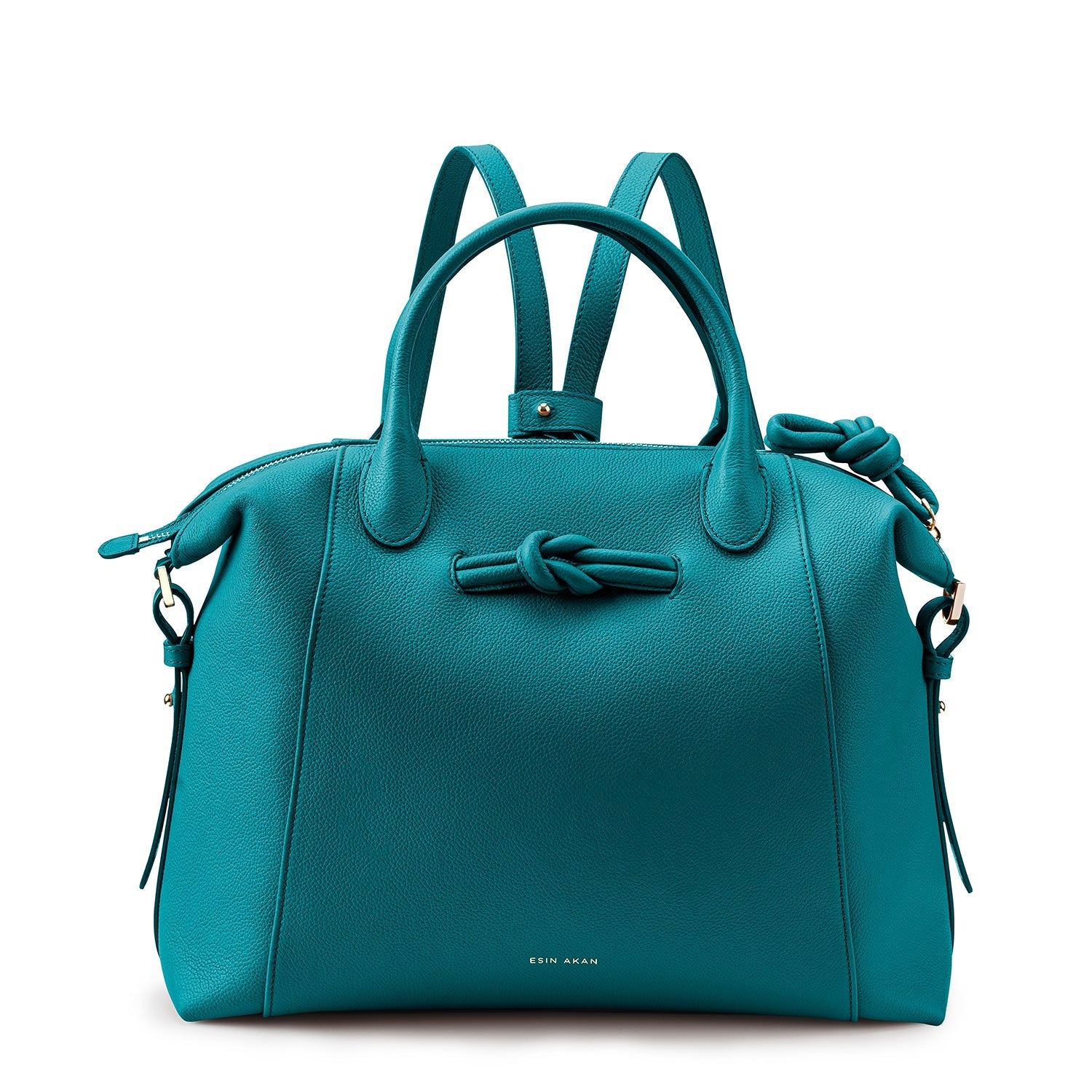 Wimbledon Leather Laptop Backpack Teal, Soft Small Grain Calf Leather