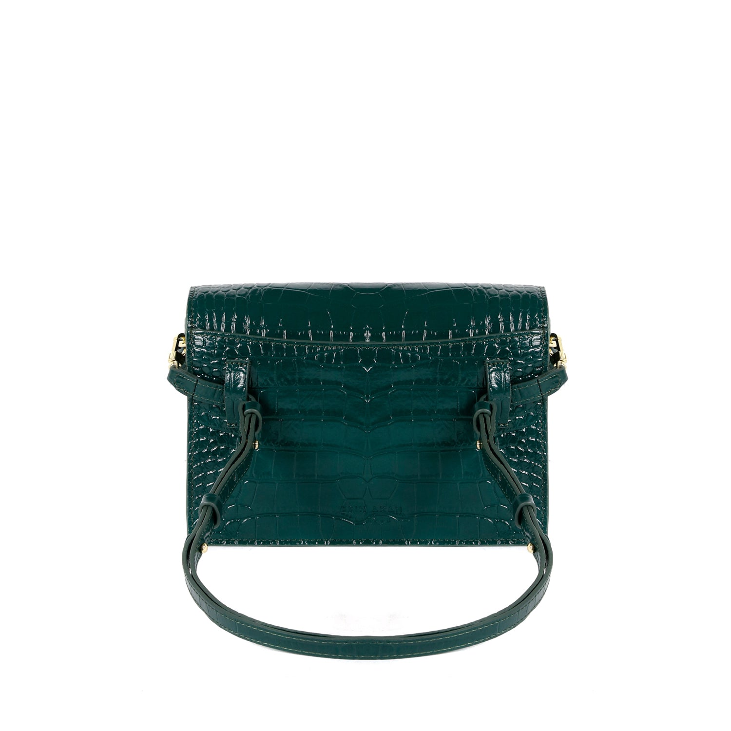 Midi Chelsea Green Clutch Bag, Embossed Green Croc