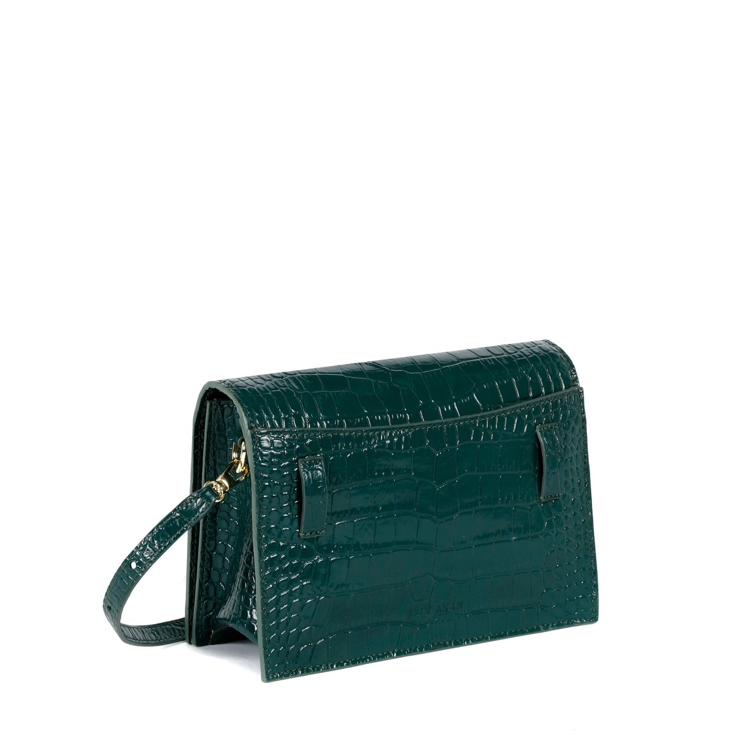 Midi Chelsea Green Clutch Bag, Embossed Green Croc