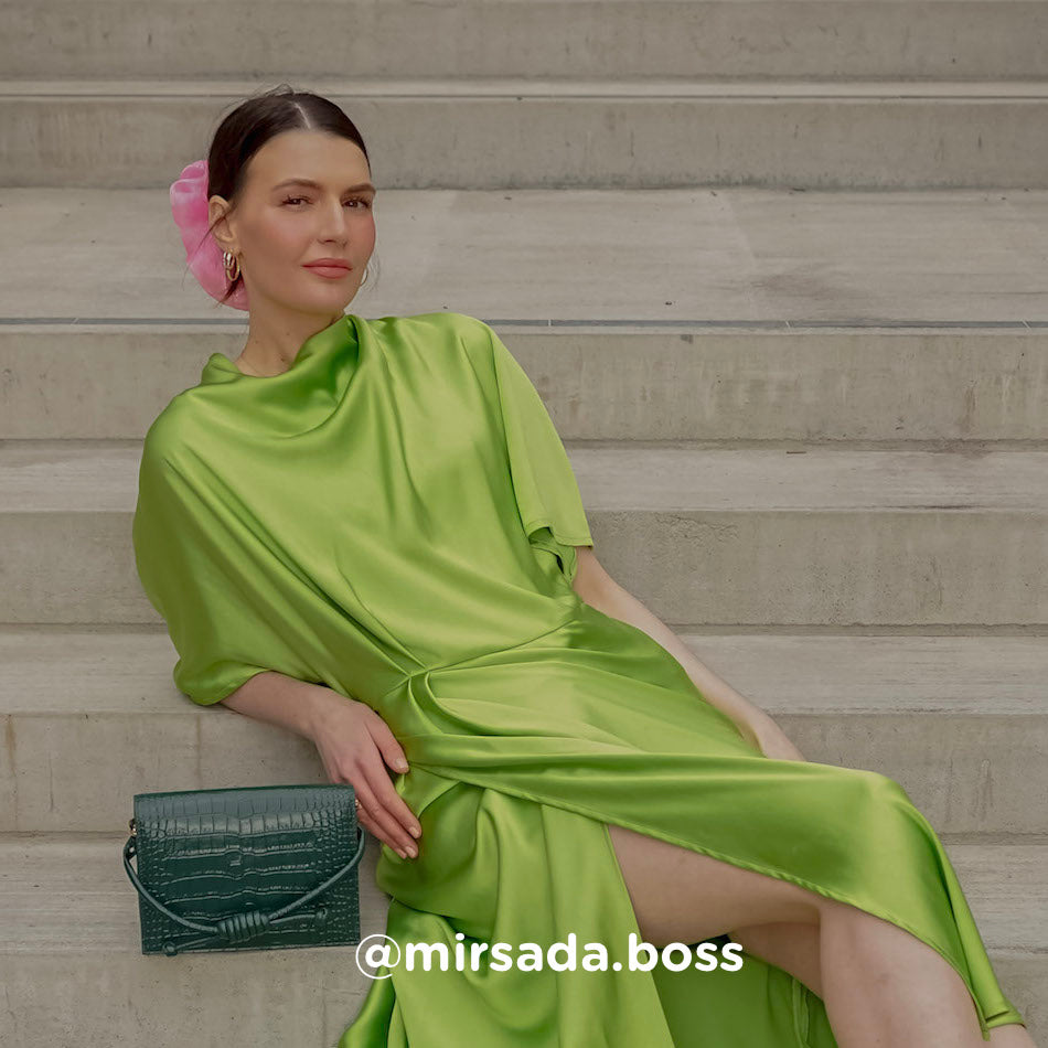 Midi Chelsea Green Clutch Bag, Embossed Green Croc